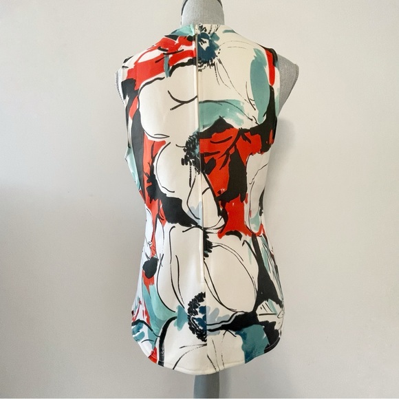 Anthropologie Akemi + Kin neoprene peplum pop art abstract floral sleeveless top - Picture 3 of 7
